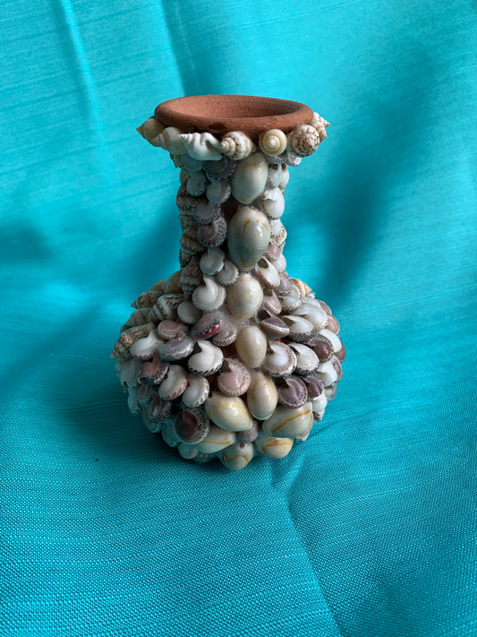 Handmade seashell vase